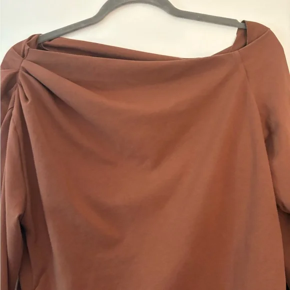 J. Crew One-Shoulder brown stretchy knit top. Excellent condition - Picture 3 of 3